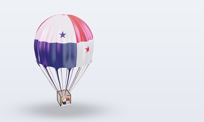 3d parachute Panama flag rendering left view