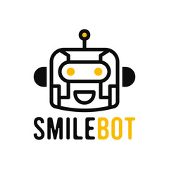 futuristic happy robot logo