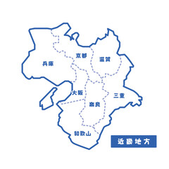 日本の地域図 近畿地方 シンプル白地図