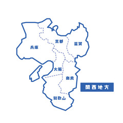 日本の地域図 関西地方 シンプル白地図