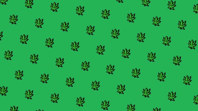 Spinning pixel cannabis leaves pattern - 30fps with alpha channel
