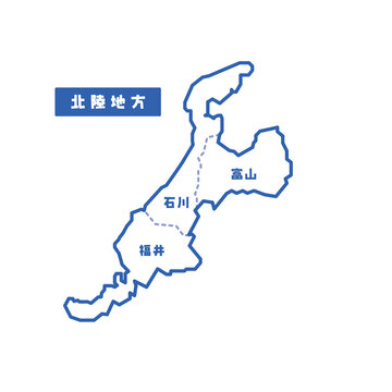 日本の地域図 北陸地方 シンプル白地図
