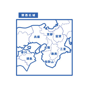 日本の地域図 関西広域 シンプル白地図 Stock Vector Adobe Stock