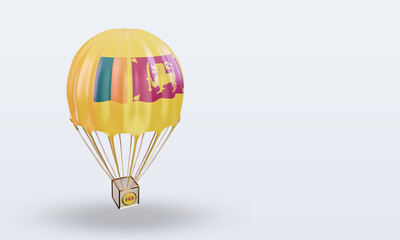 3d parachute Sri Lanka flag rendering left view