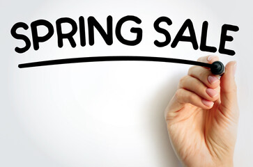 SPRING SALE underlined text with marker, concept background