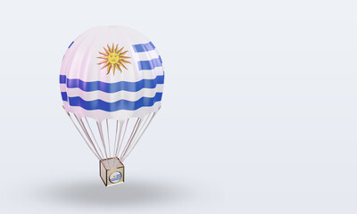 3d parachute Uruguay flag rendering left view