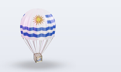 Obraz premium 3d parachute Uruguay flag rendering left view