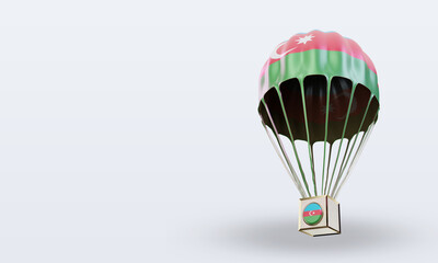 3d parachute Azerbaijan flag rendering right view