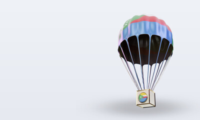 3d parachute Comoros flag rendering right view