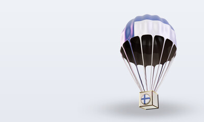 3d parachute Finland flag rendering right view