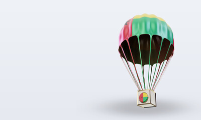 3d parachute Guinea flag rendering right view