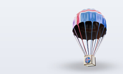 3d parachute Iceland flag rendering right view