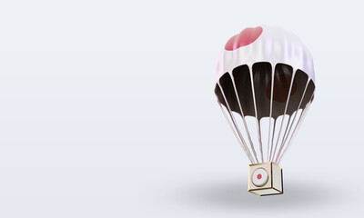 3d parachute Japan flag rendering right view