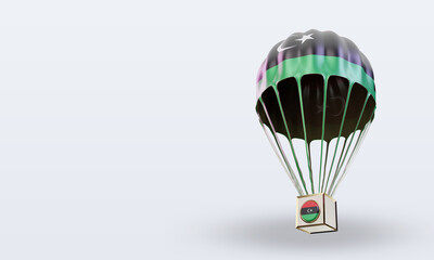 3d parachute Libya flag rendering right view