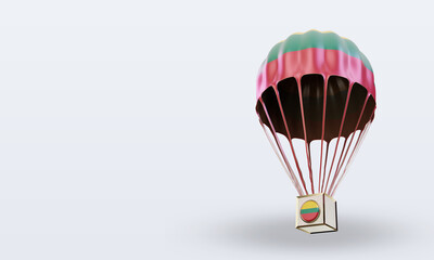 3d parachute Lithuania flag rendering right view
