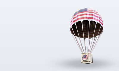 3d parachute Malaysia flag rendering right view