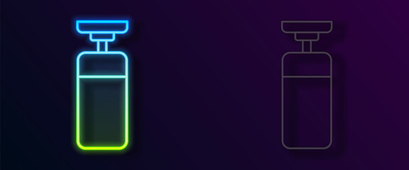 Glowing neon line Punching bag icon isolated on black background. Vector
