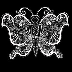 black and white ornament butterfly