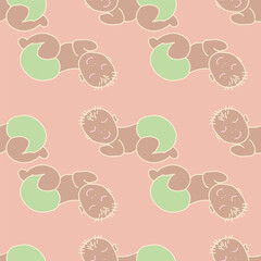 Vector Coral Baby Girl and Boy transparent seamless background pattern
