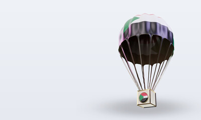 3d parachute Sudan flag rendering right view
