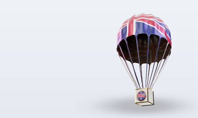 3d parachute United Kingdom flag rendering right view