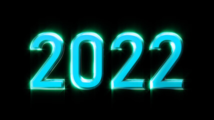 lighting text 2022 for christmas holiday, isolated - object 3D illustration