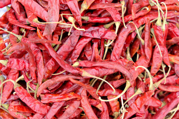 Red dry chili texture background. dry chili for make a cayenne or preserve food to keep for a long time.
