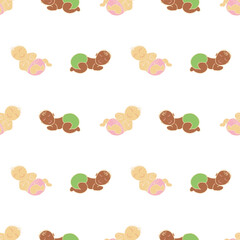 Vector White Baby Girl and Boy seamless background pattern