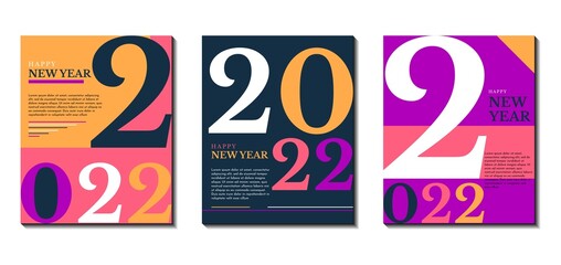 Creative concept set of new year 2022 background. Very suitable for posters, banners, covers, cards, social media posts, etc.