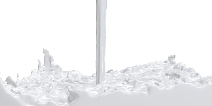 milk pour water white liquid splash water 3d illustration