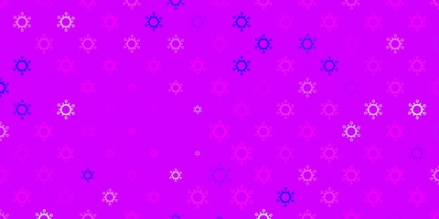 Light pink, blue vector background with covid-19 symbols.