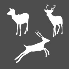 Vector Set of Silhouette Deer Illusrations