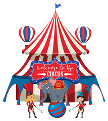 Circus dome at amusement park on white background