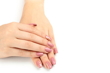 Beautiful female hands isolated on white background