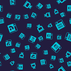 Fototapeta premium Set Phone book, Books about programming, Inkwell and Law on seamless pattern. Vector