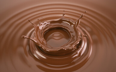 Liquid chocolate crown splash with ripples.