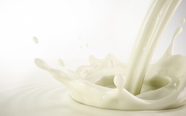 Milk pouring with crown splash in milk pool