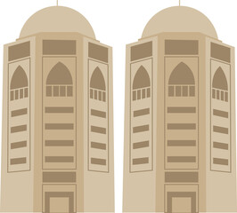the new Sharjah skyline with line art style vector illustration. Modern city design vector tower fill color