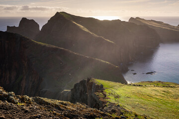 The St. Lawrence peninsula during sunrise in Madeira.