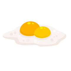 Scrambled egg. Healthy Breakfast. Flat cartoon isolated on white background. Protein and two yolk. Element of cooking.
