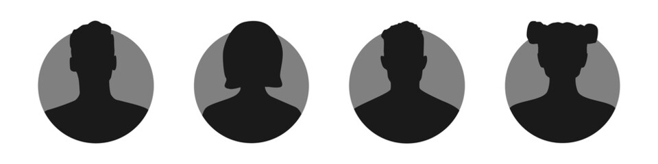 Avatar icon. Profile icons set. Male and female avatars. Silhouettes on a white background. Vector illustration