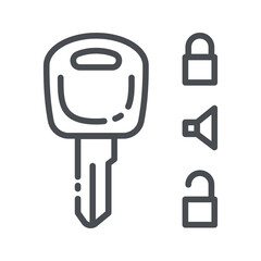 Vector line icon of an ignition key front view isolated