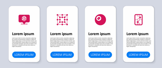 Set Air hockey table, Billiard pool snooker ball, Board game and Game dice. Business infographic template. Vector