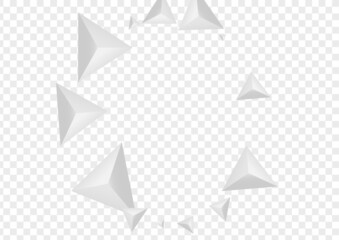 Silver Origami Background Transparent Vector. Fractal Volume Tile. Grizzly Elegant Texture. Element Simple. Greyscale Polygon Design.