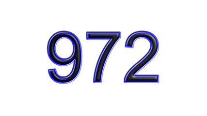 blue 972 number 3d effect white background