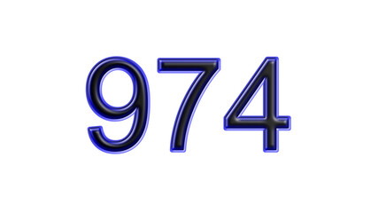 blue 974 number 3d effect white background