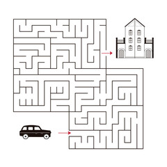 Educational  a mathematical logic game.
Maze game for kids.Find right way то houme. Isolated simple square maze on white background. 