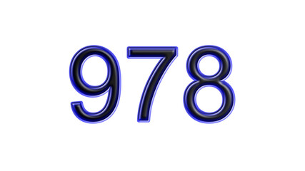 blue 978 number 3d effect white background
