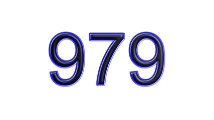 blue 979 number 3d effect white background