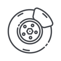 Vector line icon of a brake shoe front view isolated